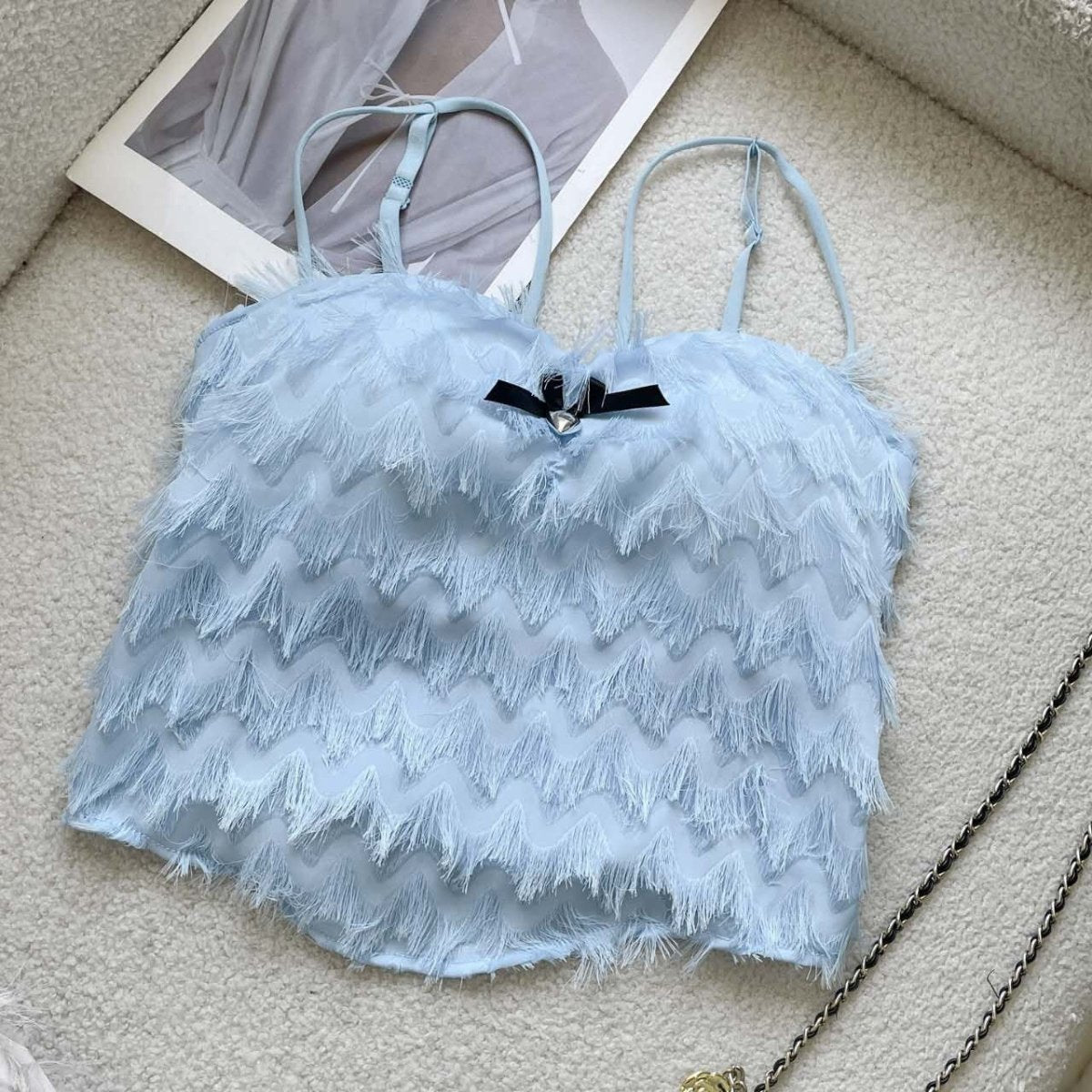 Chic Fringe Built - In Bra Top – Playful & Stylish - Zero Bra