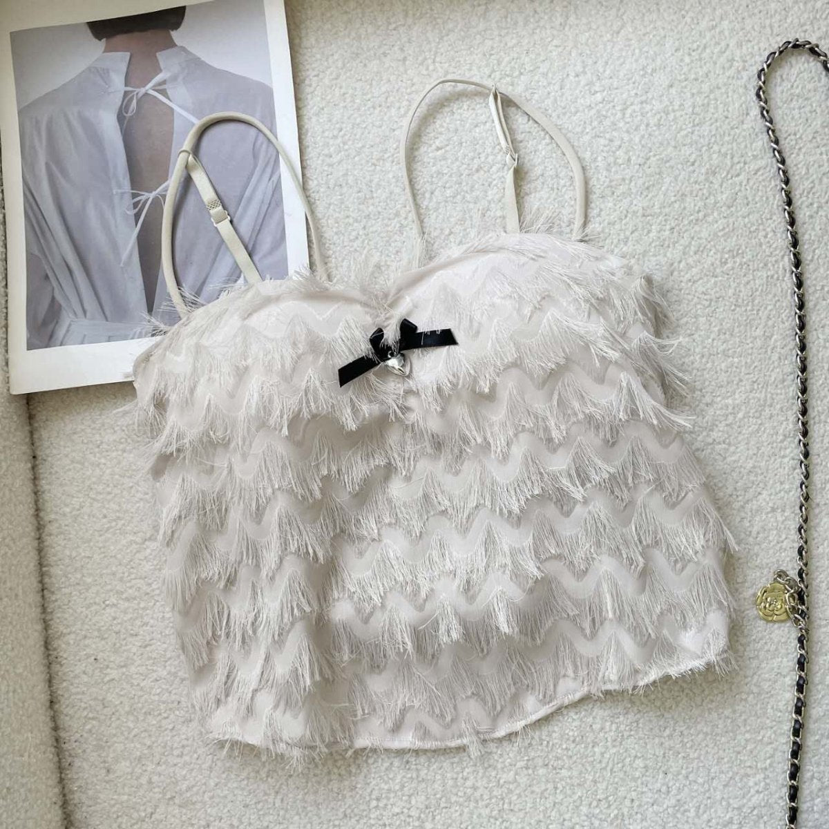 Chic Fringe Built - In Bra Top – Playful & Stylish - Zero Bra