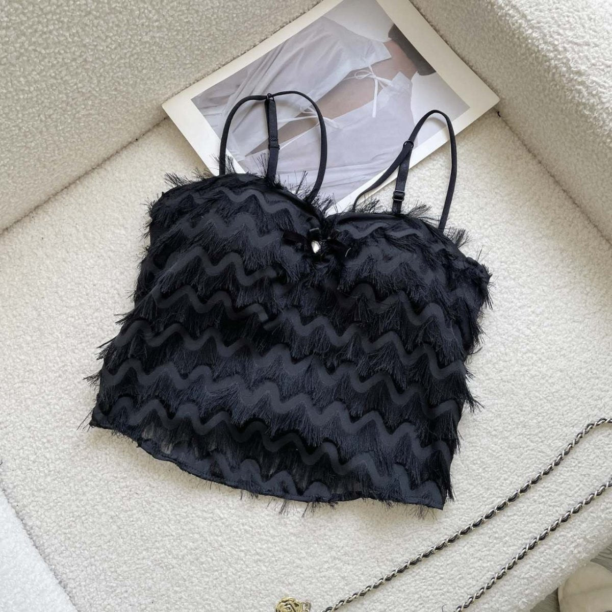 Chic Fringe Built - In Bra Top – Playful & Stylish - Zero Bra