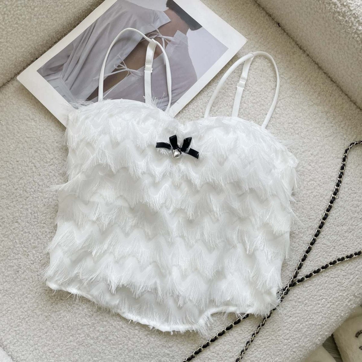 Chic Fringe Built - In Bra Top – Playful & Stylish - Zero Bra