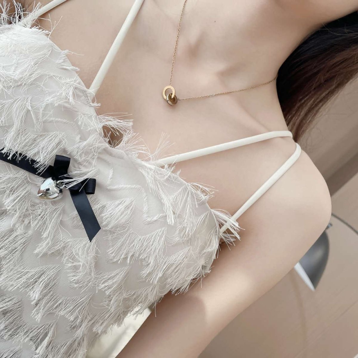 Chic Fringe Built - In Bra Top – Playful & Stylish - Zero Bra