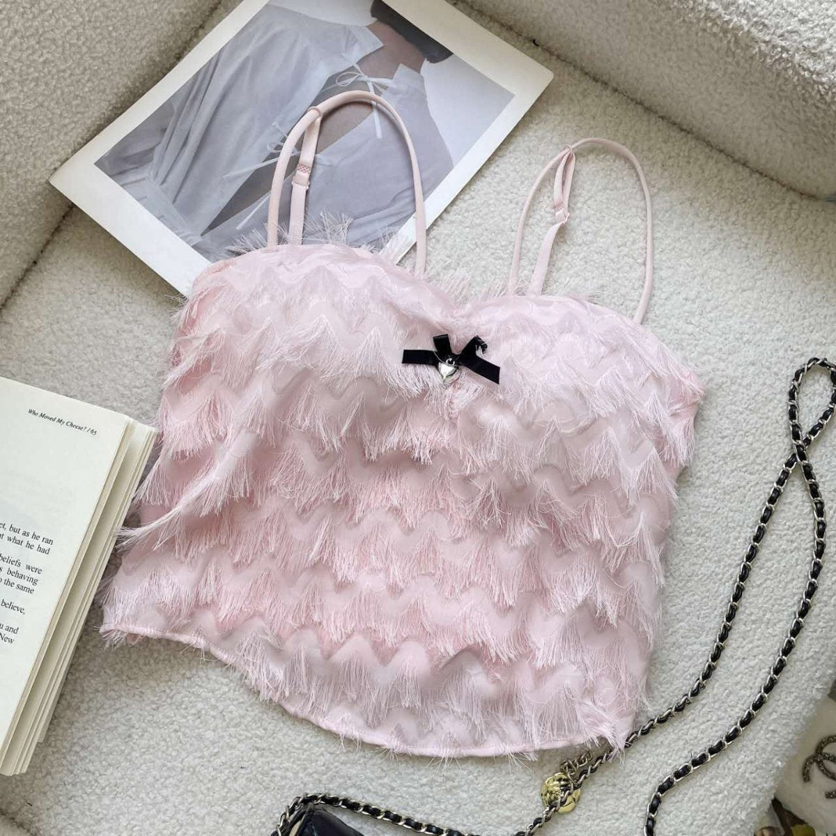 Chic Fringe Built - In Bra Top – Playful & Stylish - Zero Bra