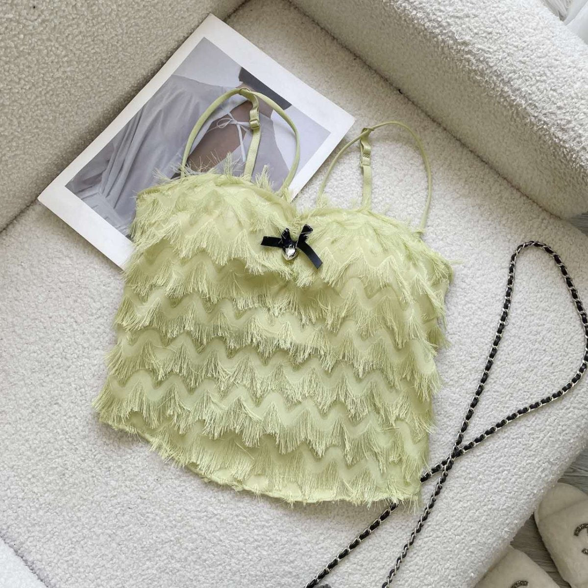 Chic Fringe Built - In Bra Top – Playful & Stylish - Zero Bra