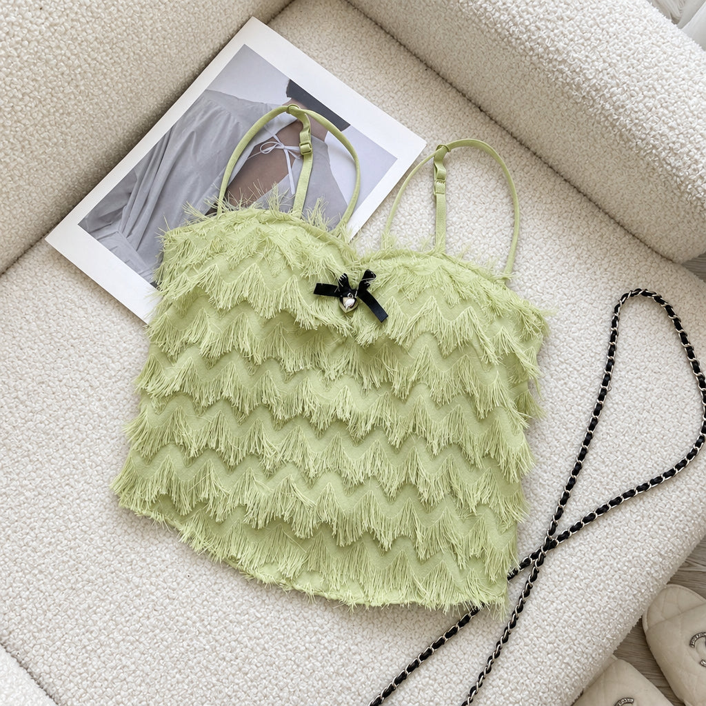 Chic Fringe Built - In Bra Top – Playful & Stylish - Zero Bra