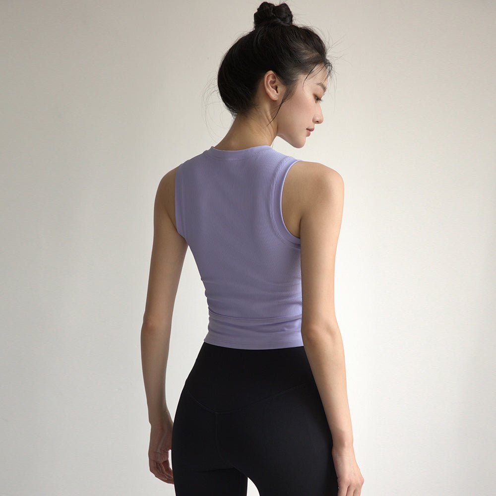 Chic Ribbed High - Neck Tank - Zero Bra