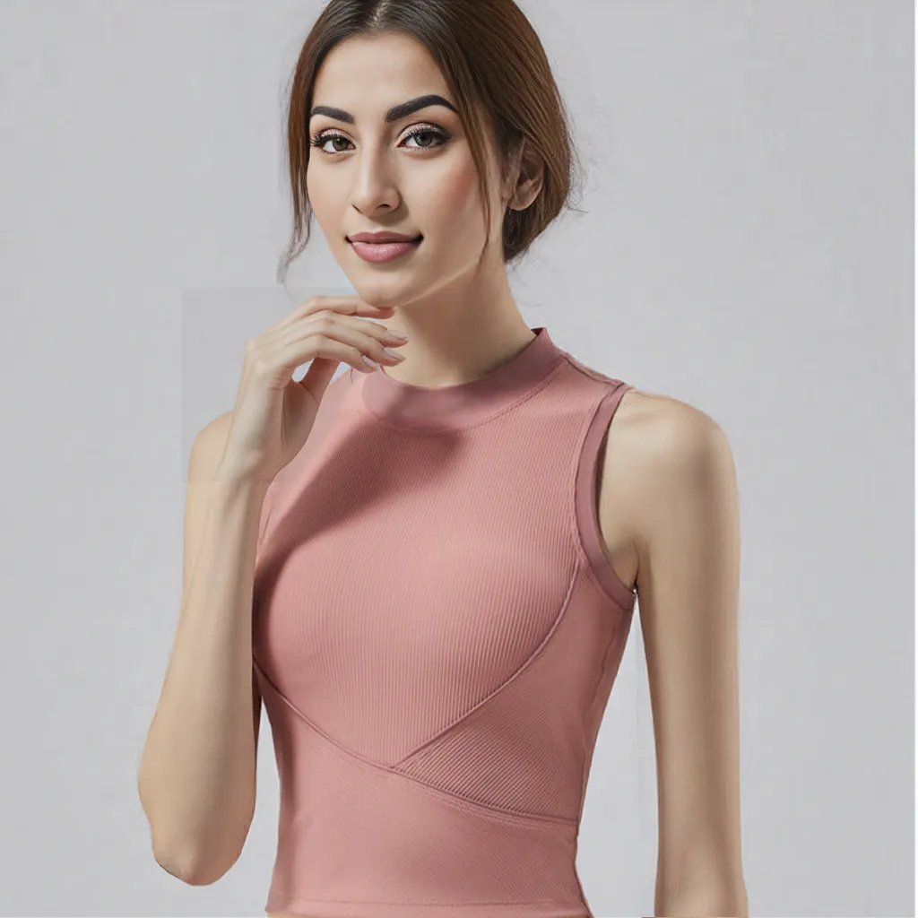 Chic Ribbed High - Neck Tank - Zero Bra