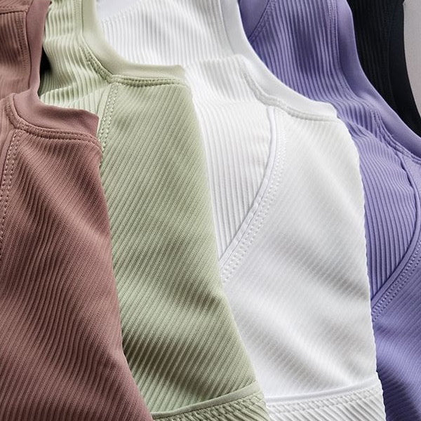 Chic Ribbed High - Neck Tank - Zero Bra