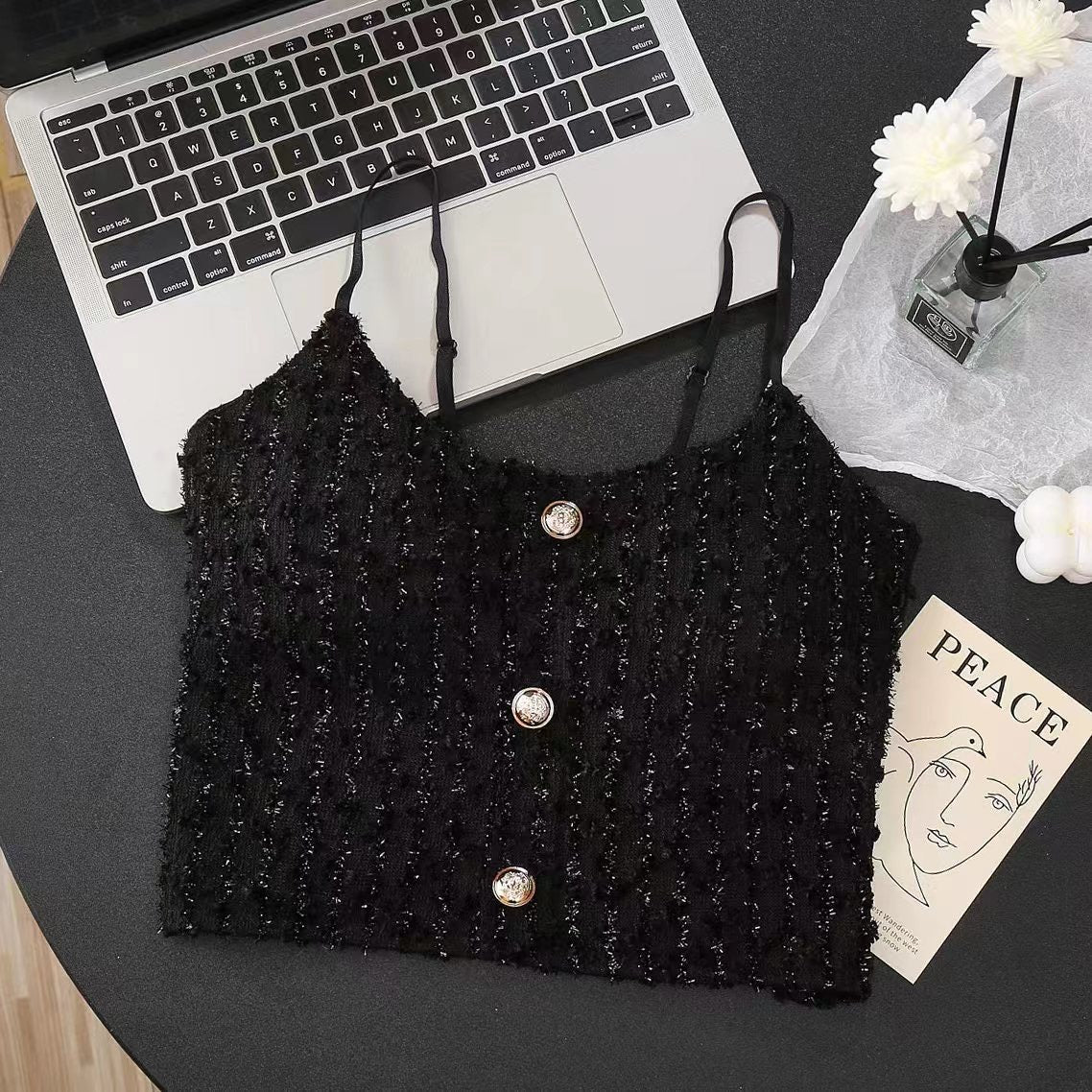 Chic Sequin Textured Built - In Bra Top – Glam & Elegant - Zero Bra