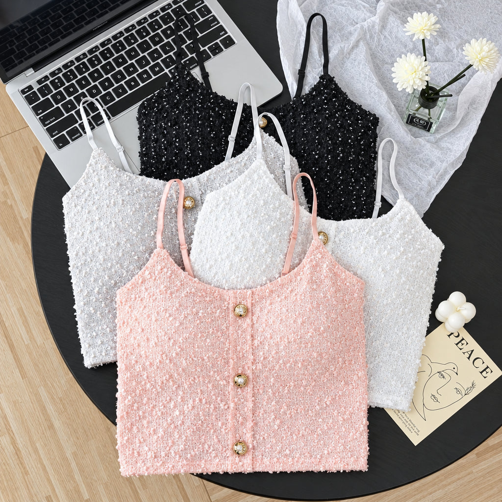 Chic Sequin Textured Built - In Bra Top – Glam & Elegant - Zero Bra