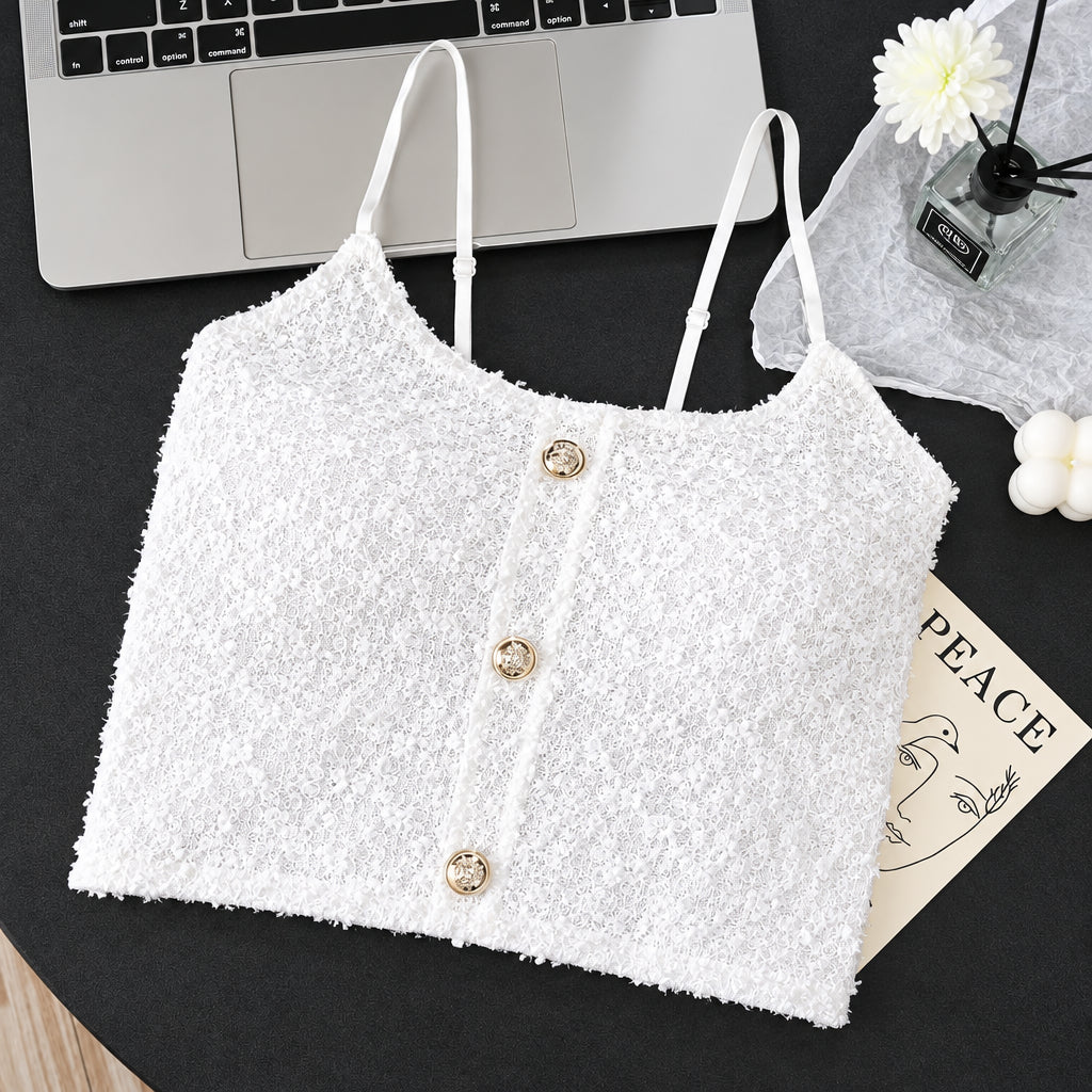 Chic Sequin Textured Built - In Bra Top – Glam & Elegant - Zero Bra