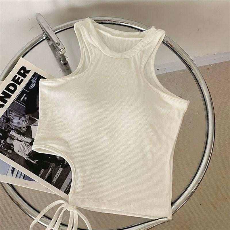 Chic Side - Tie Built - In Bra Tank – Effortless Edge & Comfort - Zero Bra