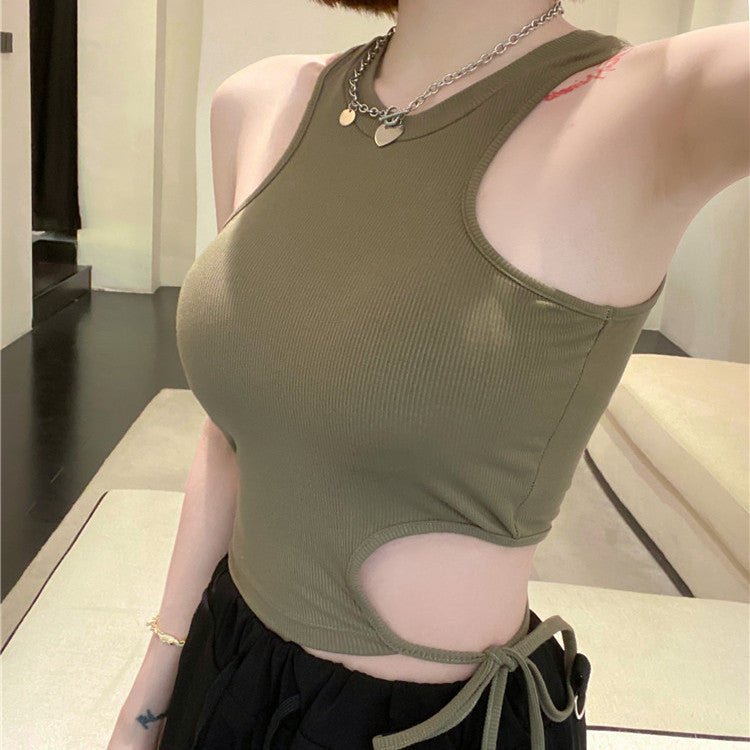 Chic Side - Tie Built - In Bra Tank – Effortless Edge & Comfort - Zero Bra