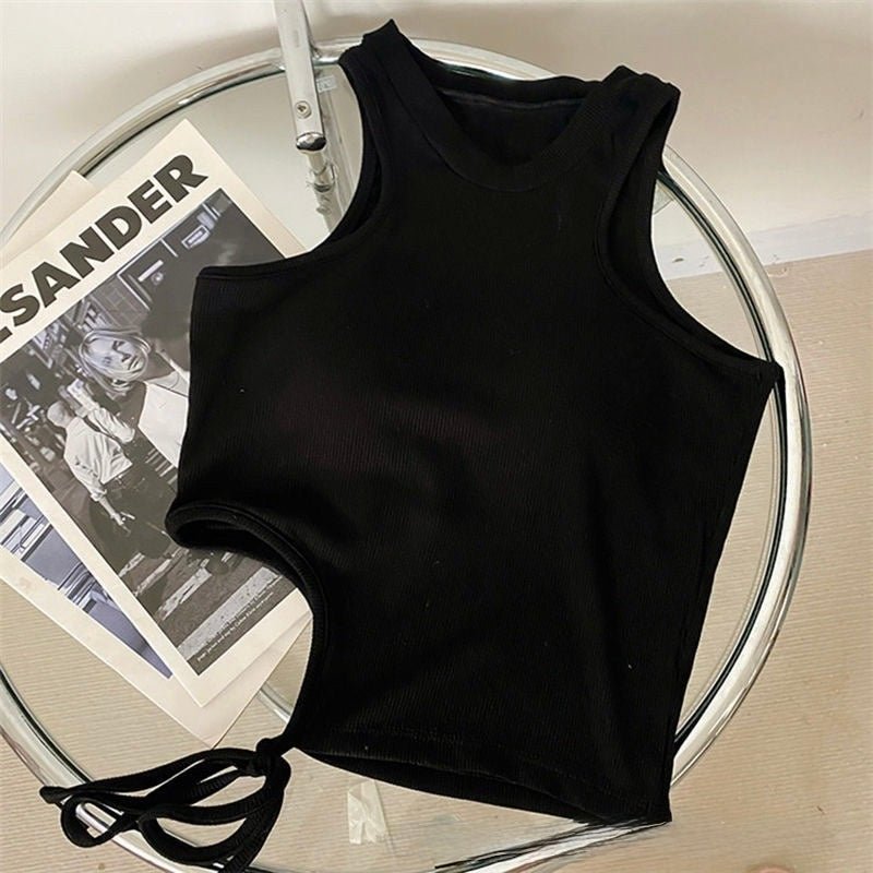 Chic Side - Tie Built - In Bra Tank – Effortless Edge & Comfort - Zero Bra