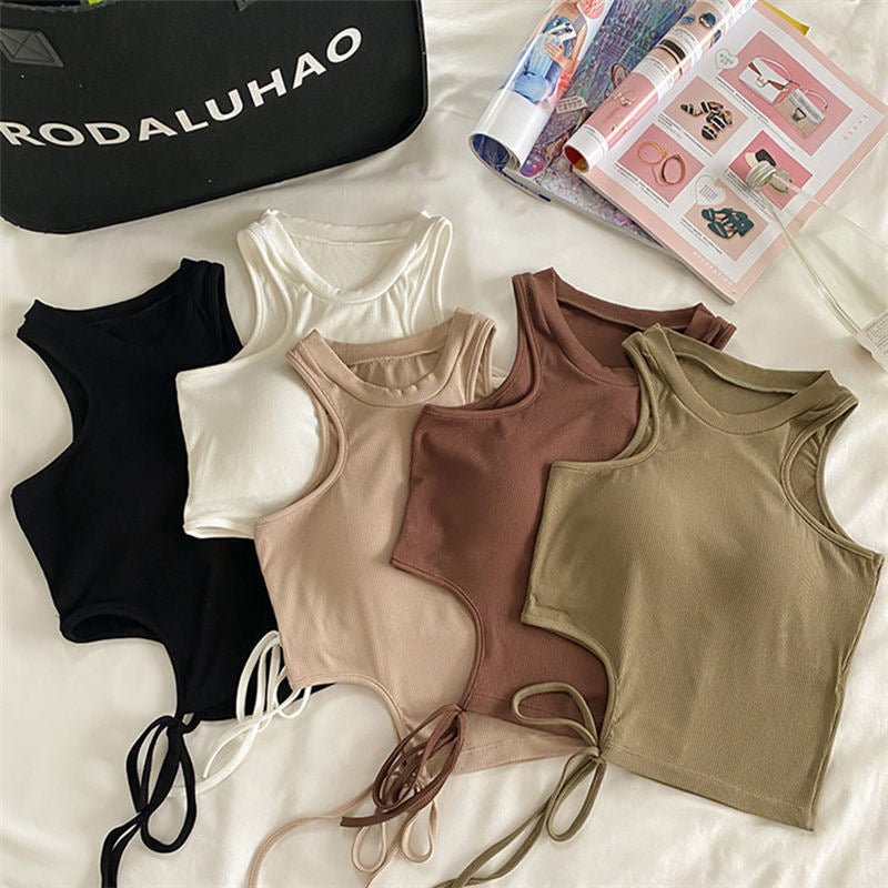 Chic Side - Tie Built - In Bra Tank – Effortless Edge & Comfort - Zero Bra