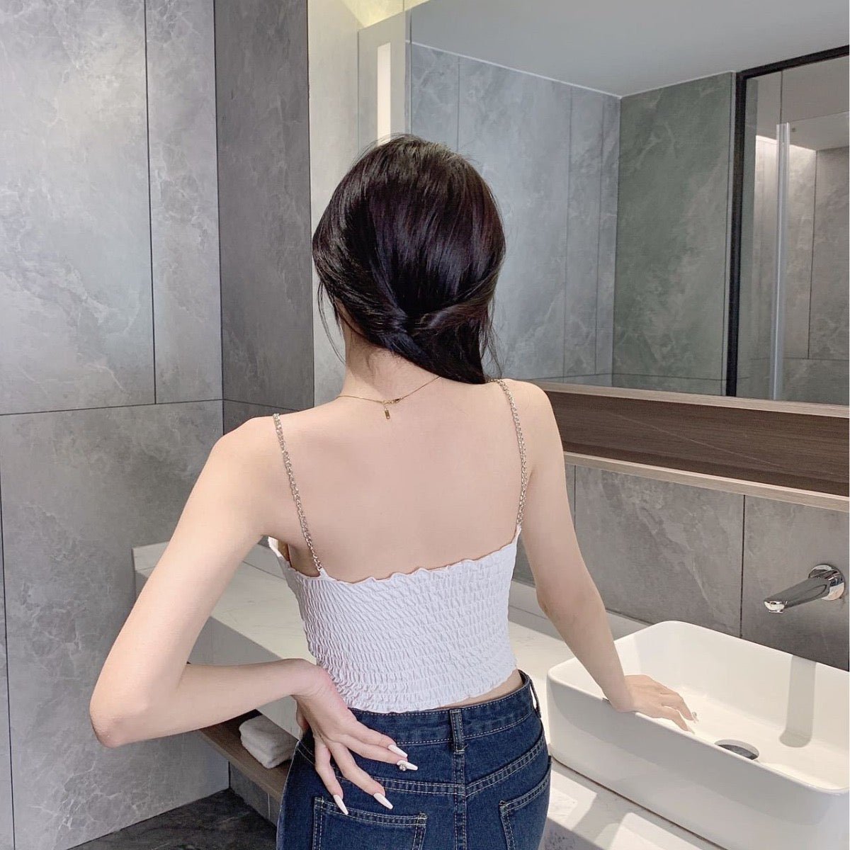 Chic Tweed Chain - Strap Built - In Bra Top – Classy & Elegant - Zero Bra