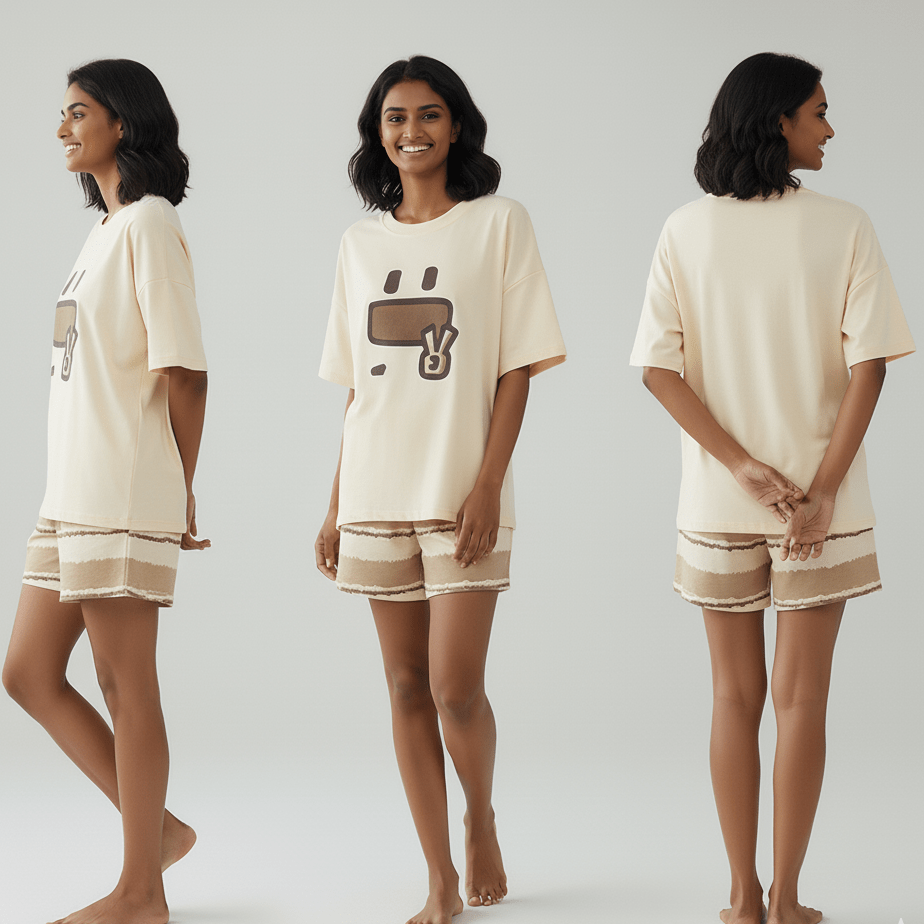 Chill Vibes Cartoon PJ Set – With Padded Ease - Zero Bra