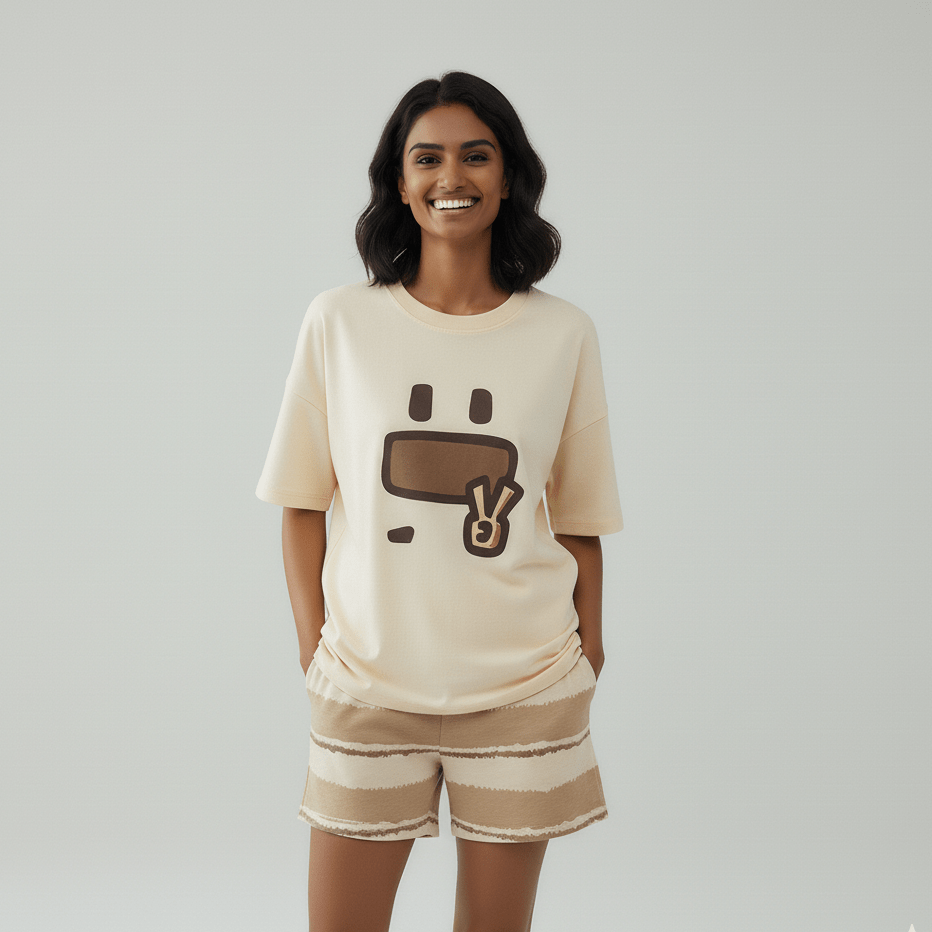 Chill Vibes Cartoon PJ Set – With Padded Ease - Zero Bra