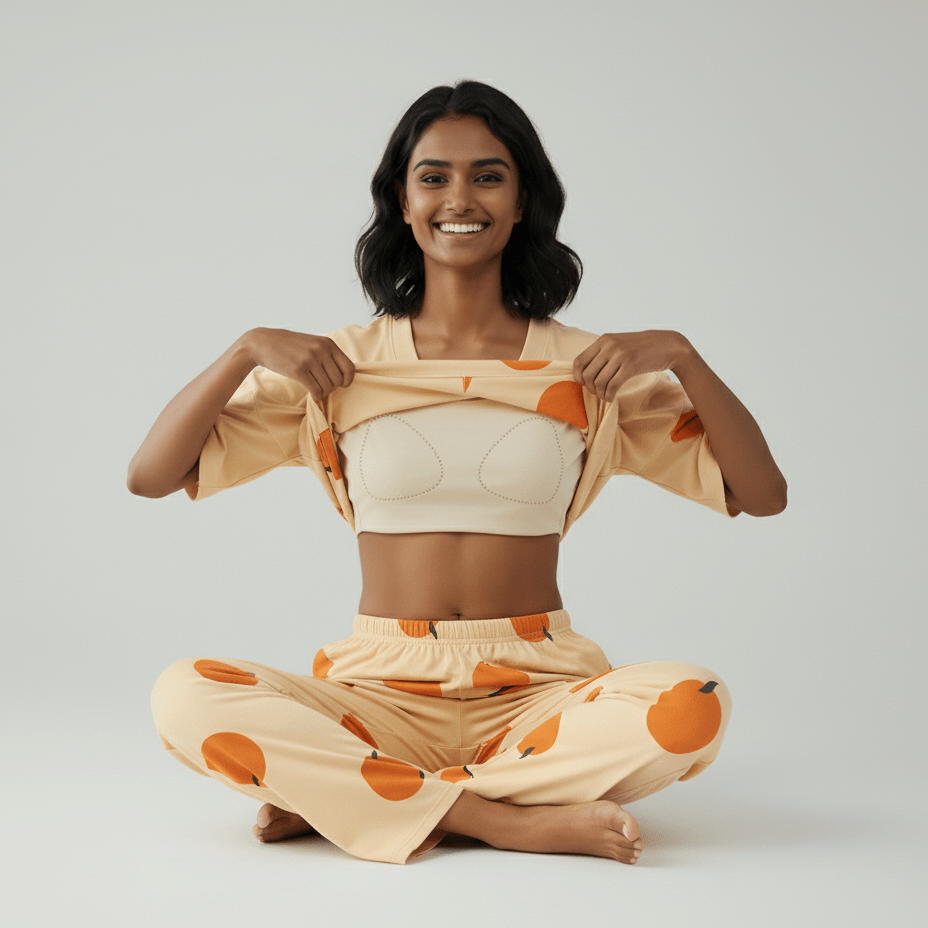 Citrus Bliss PJ Set – With Padded Fresh Glow - Zero Bra