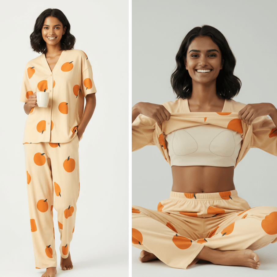 Citrus Bliss PJ Set – With Padded Fresh Glow - Zero Bra