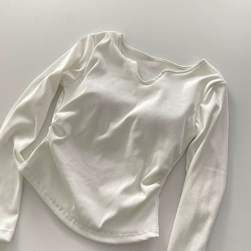 Classic Long Sleeve Crop Top with Built - in Bra - Zero Bra