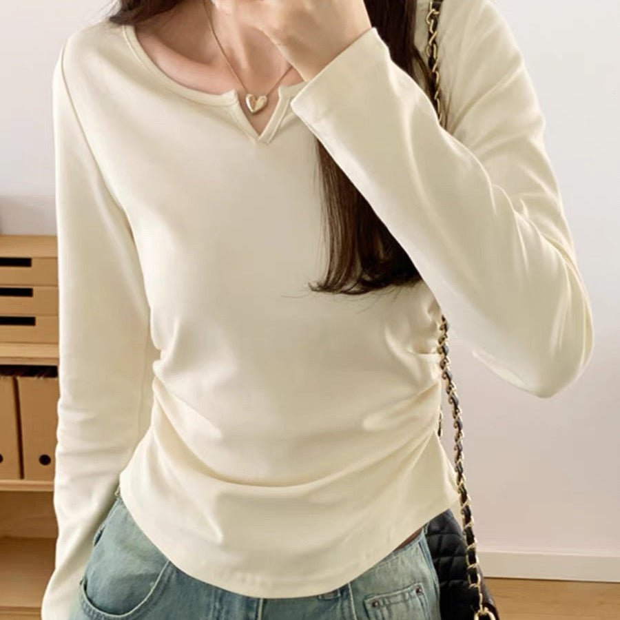Classic Long Sleeve Crop Top with Built - in Bra - Zero Bra