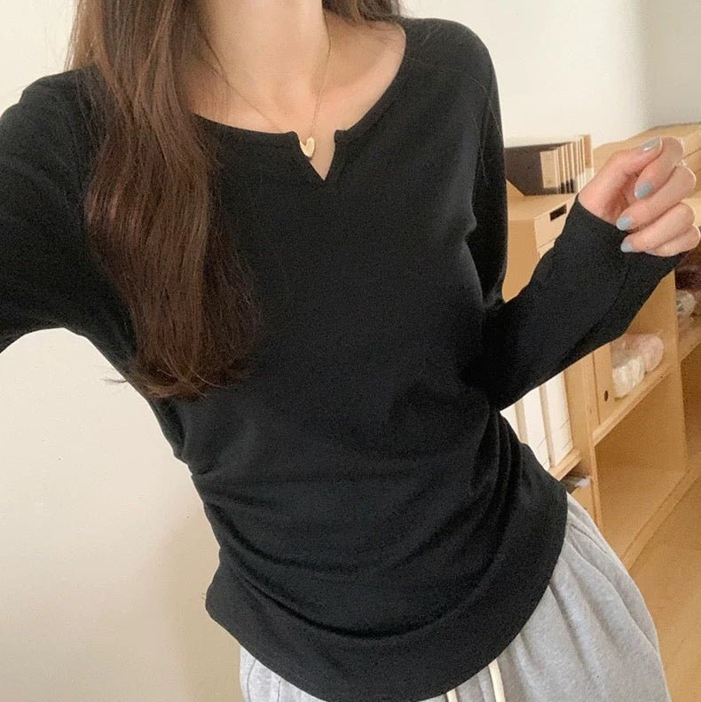 Classic Long Sleeve Crop Top with Built - in Bra - Zero Bra