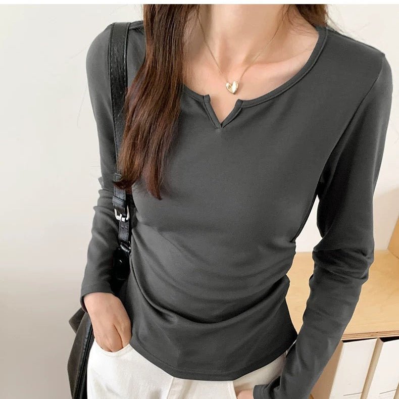 Classic Long Sleeve Crop Top with Built - in Bra - Zero Bra