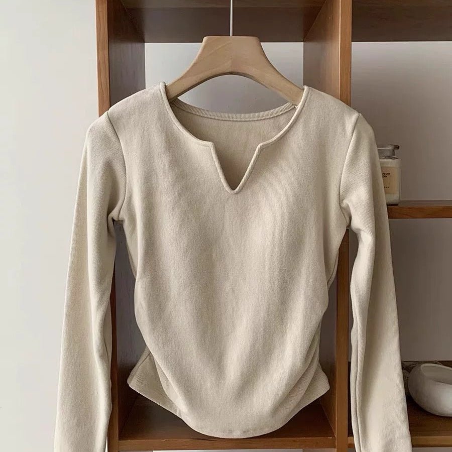 Classic Long Sleeve Crop Top with Built - in Bra - Zero Bra