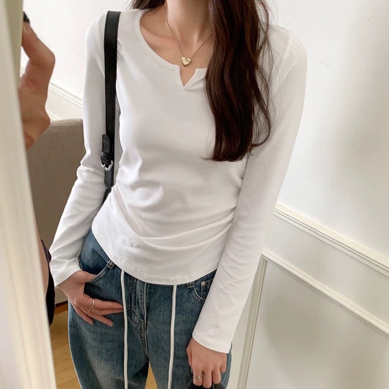 Classic Long Sleeve Crop Top with Built - in Bra - Zero Bra