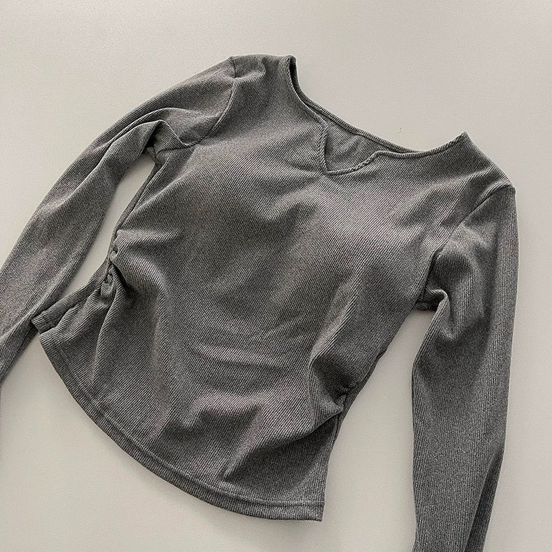 Classic Long Sleeve Crop Top with Built - in Bra - Zero Bra