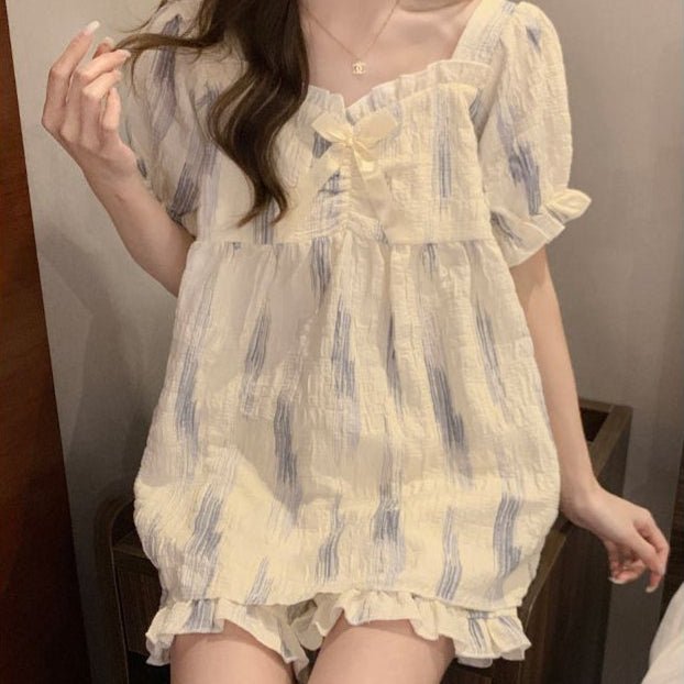 Cloudy Daydream Built - In Bra PJ Set – Soft Stripe Bliss Edition - Zero Bra