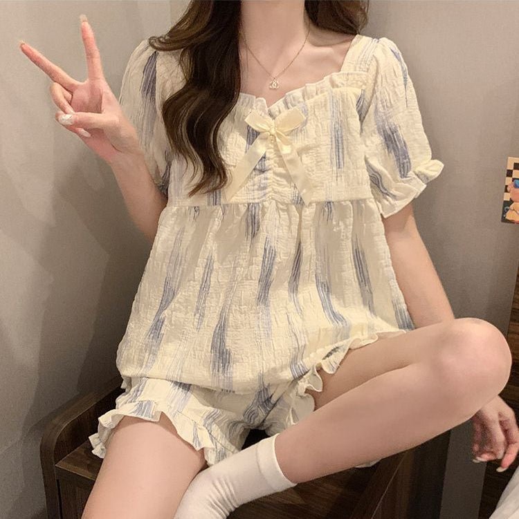 Cloudy Daydream Built - In Bra PJ Set – Soft Stripe Bliss Edition - Zero Bra