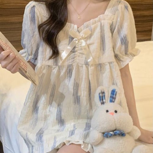 Cloudy Daydream Built - In Bra PJ Set – Soft Stripe Bliss Edition - Zero Bra