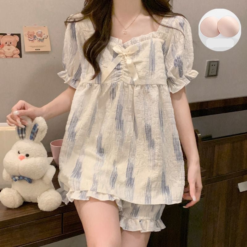 Cloudy Daydream Built - In Bra PJ Set – Soft Stripe Bliss Edition - Zero Bra