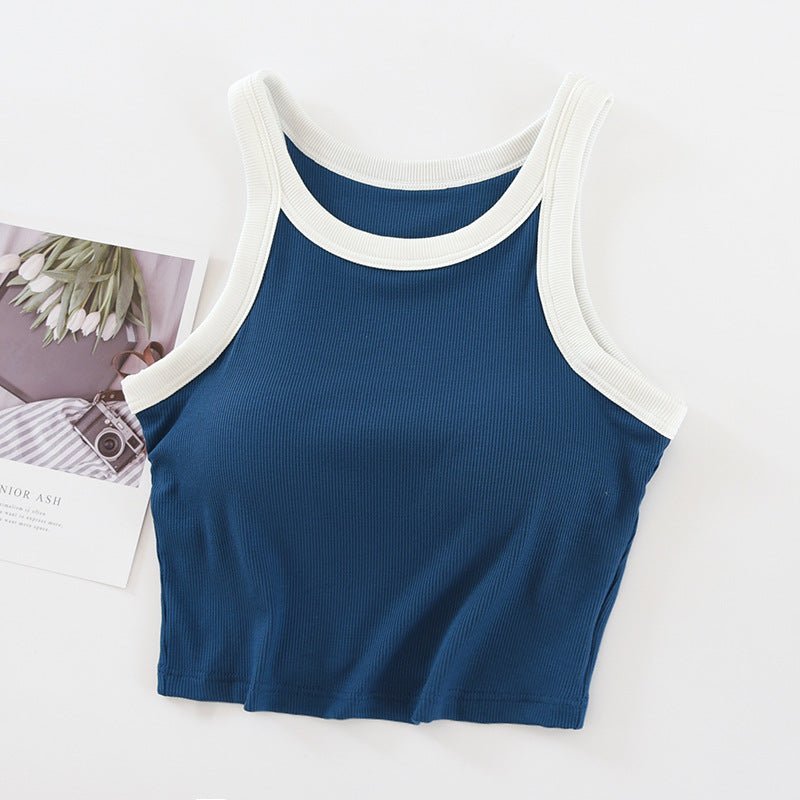 Contrast Edge Built - In Bra Tank – Bold Lines, Seamless Support! - Zero Bra