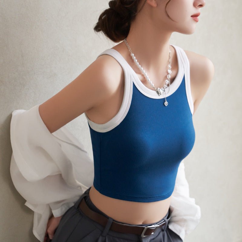 Contrast Edge Built - In Bra Tank – Bold Lines, Seamless Support! - Zero Bra