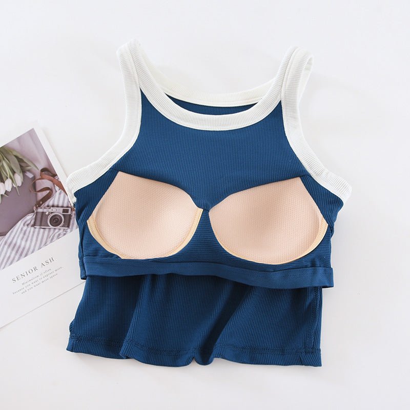 Contrast Edge Built - In Bra Tank – Bold Lines, Seamless Support! - Zero Bra