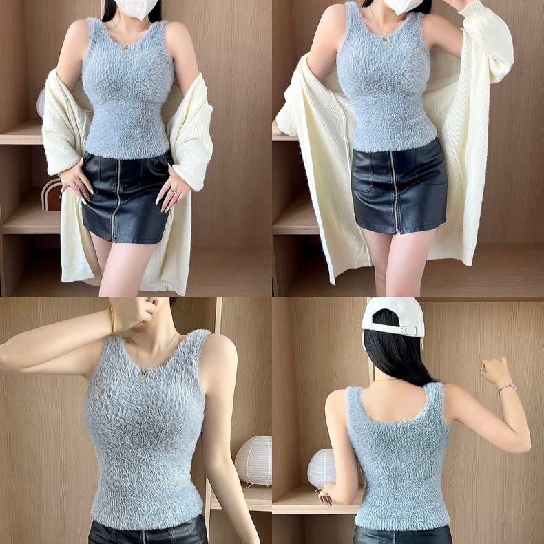 Cozy Fuzzy Built - In Bra Top – Soft & Warm - Zero Bra