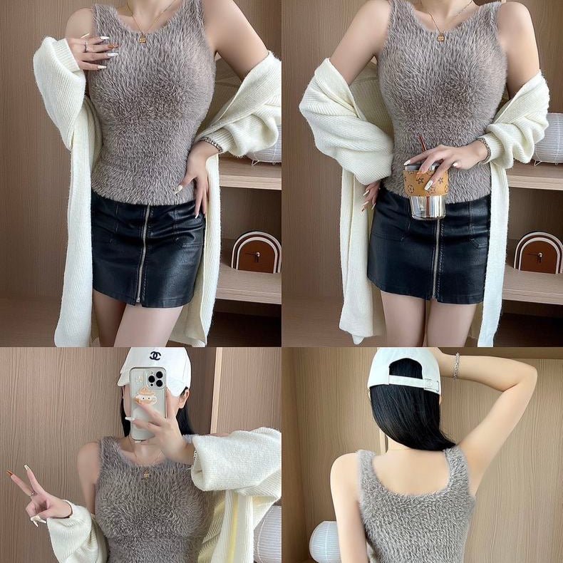 Cozy Fuzzy Built - In Bra Top – Soft & Warm - Zero Bra
