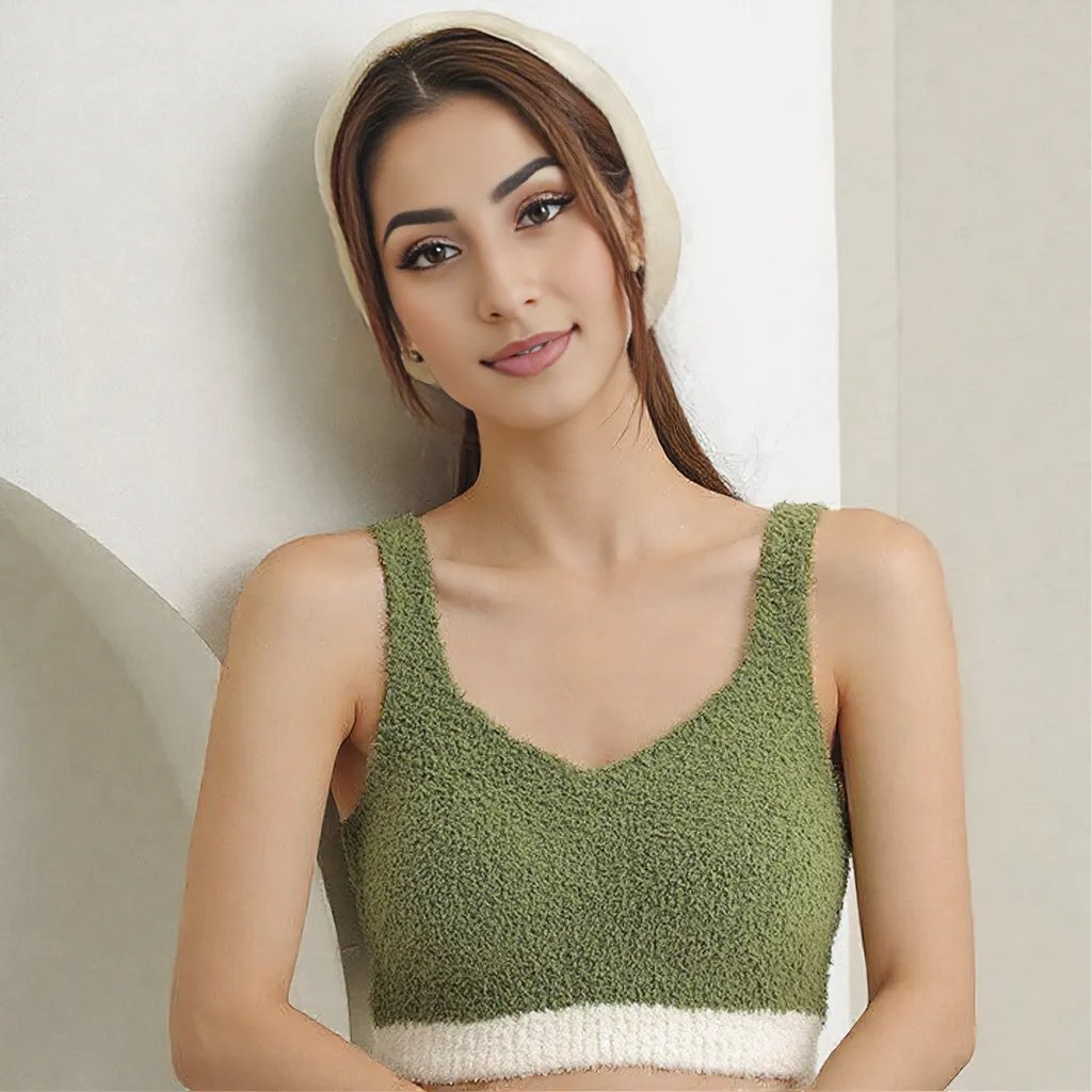 Cozy Knit Bra Top with Built - in Bra β Soft & Supportive - Zero Bra