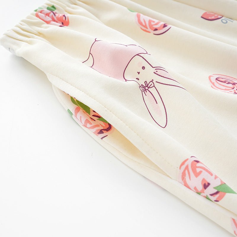 Cream Bunny Maternity & Nursing Padded PJ Set – Cute, Cozy & Bra - Free - Zero Bra