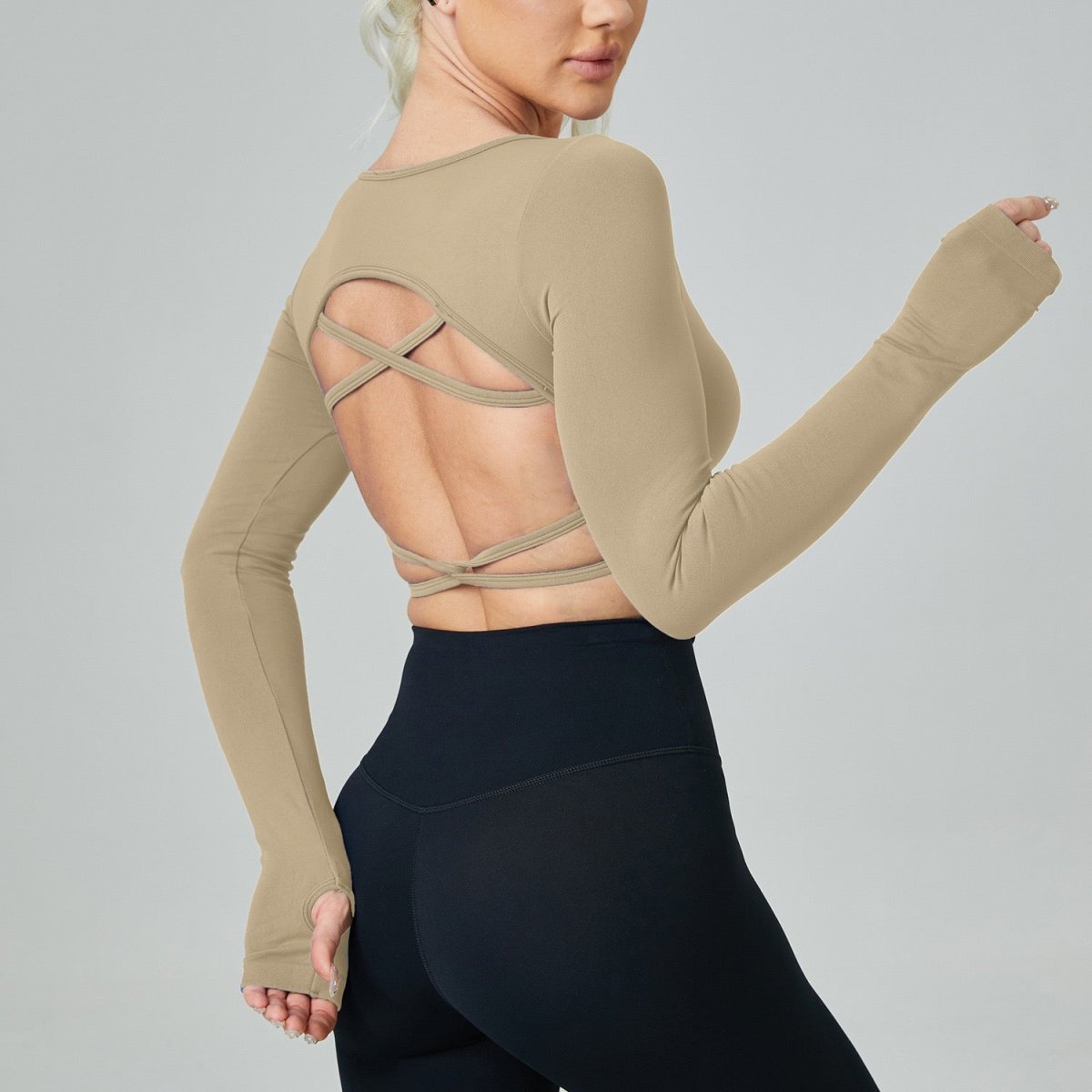 Crisscross Open - Back Long Sleeve Built - In Bra Top – Sleek & Sculpting - Zero Bra