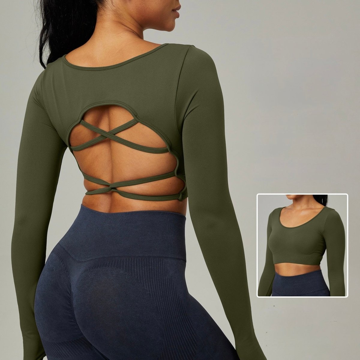 Crisscross Open - Back Long Sleeve Built - In Bra Top – Sleek & Sculpting - Zero Bra