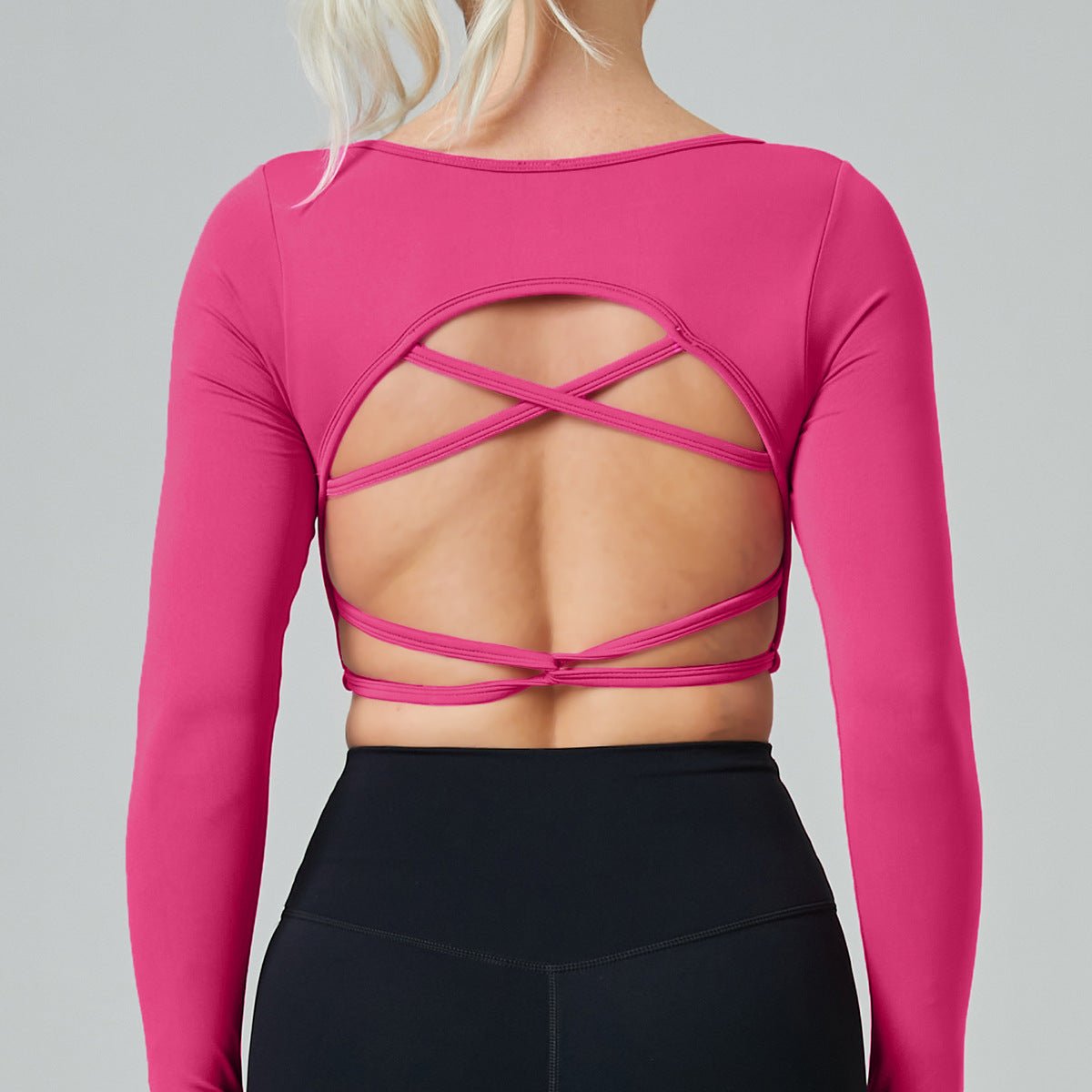 Crisscross Open - Back Long Sleeve Built - In Bra Top – Sleek & Sculpting - Zero Bra