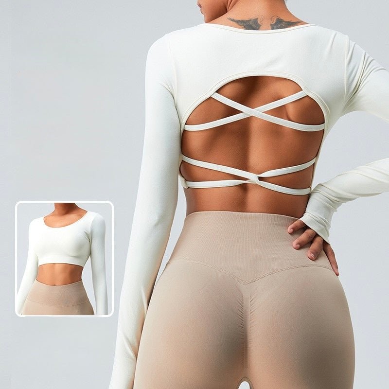 Crisscross Open - Back Long Sleeve Built - In Bra Top – Sleek & Sculpting - Zero Bra