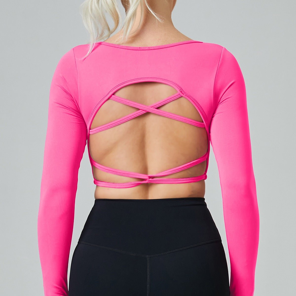 Crisscross Open - Back Long Sleeve Built - In Bra Top – Sleek & Sculpting - Zero Bra