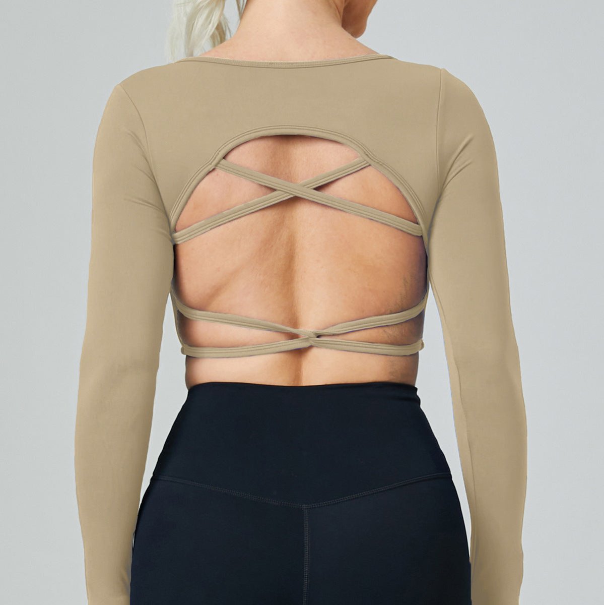 Crisscross Open - Back Long Sleeve Built - In Bra Top – Sleek & Sculpting - Zero Bra