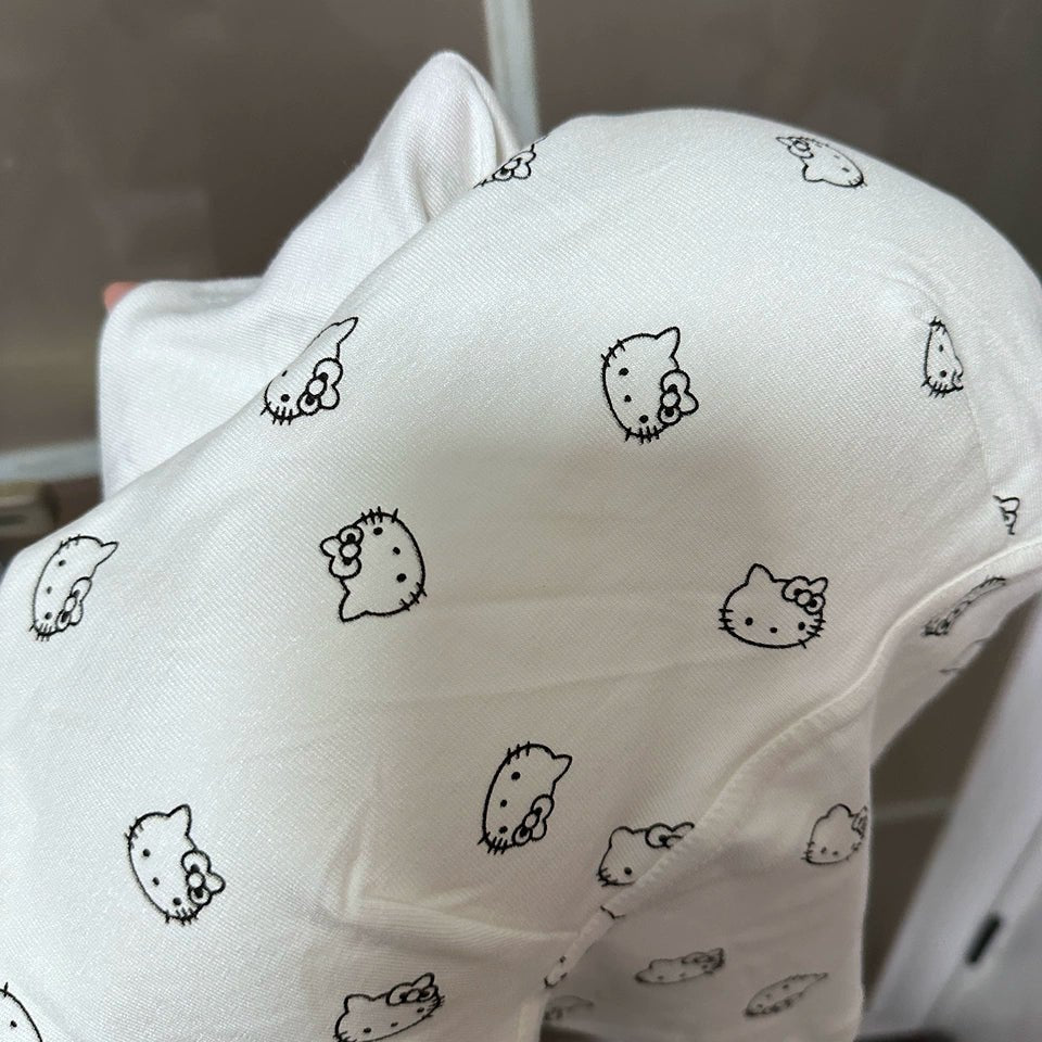 Cute Kitty Print Built - In Bra Top β Playful & Comfy - Zero Bra