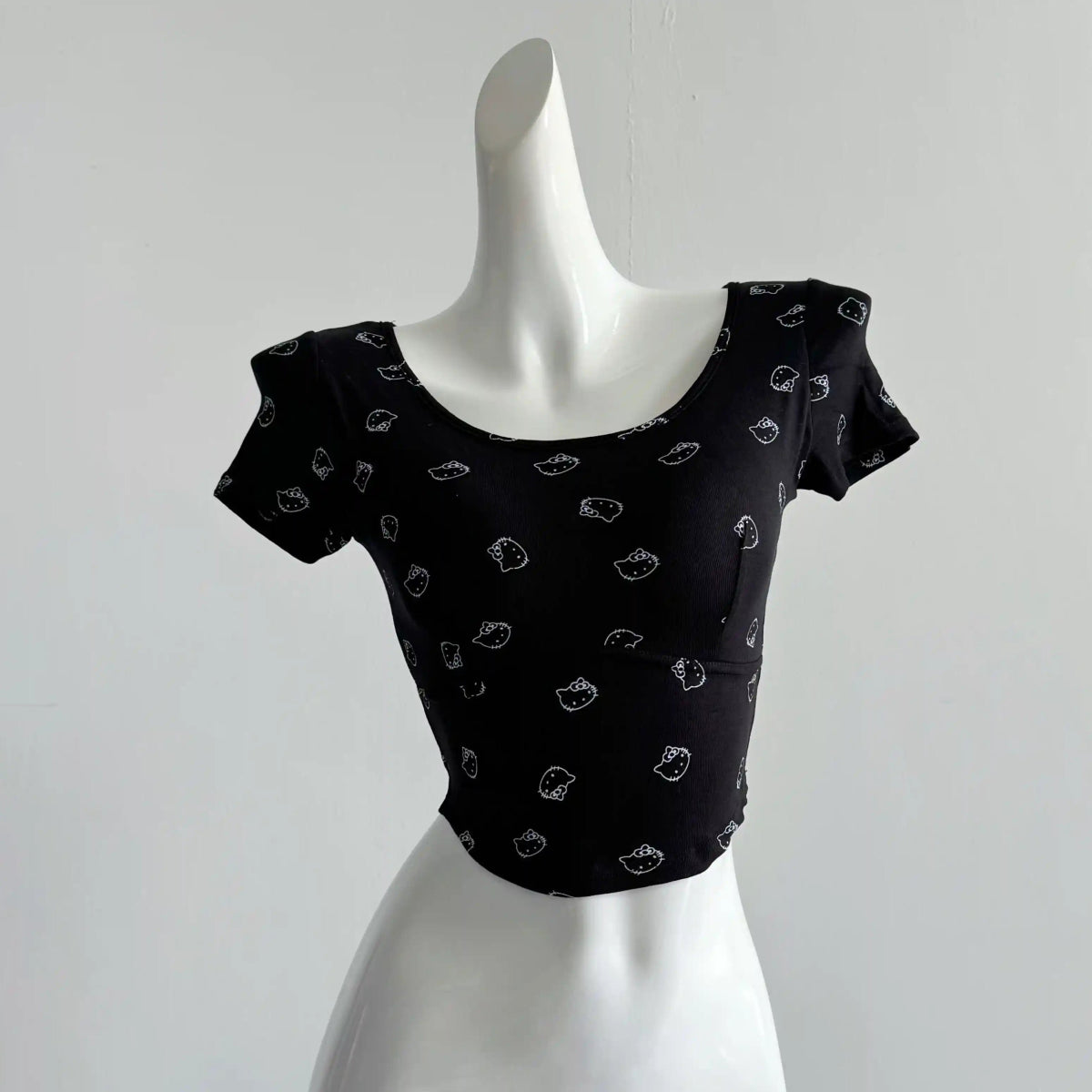 Cute Kitty Print Built - In Bra Top – Playful & Comfy - Zero Bra