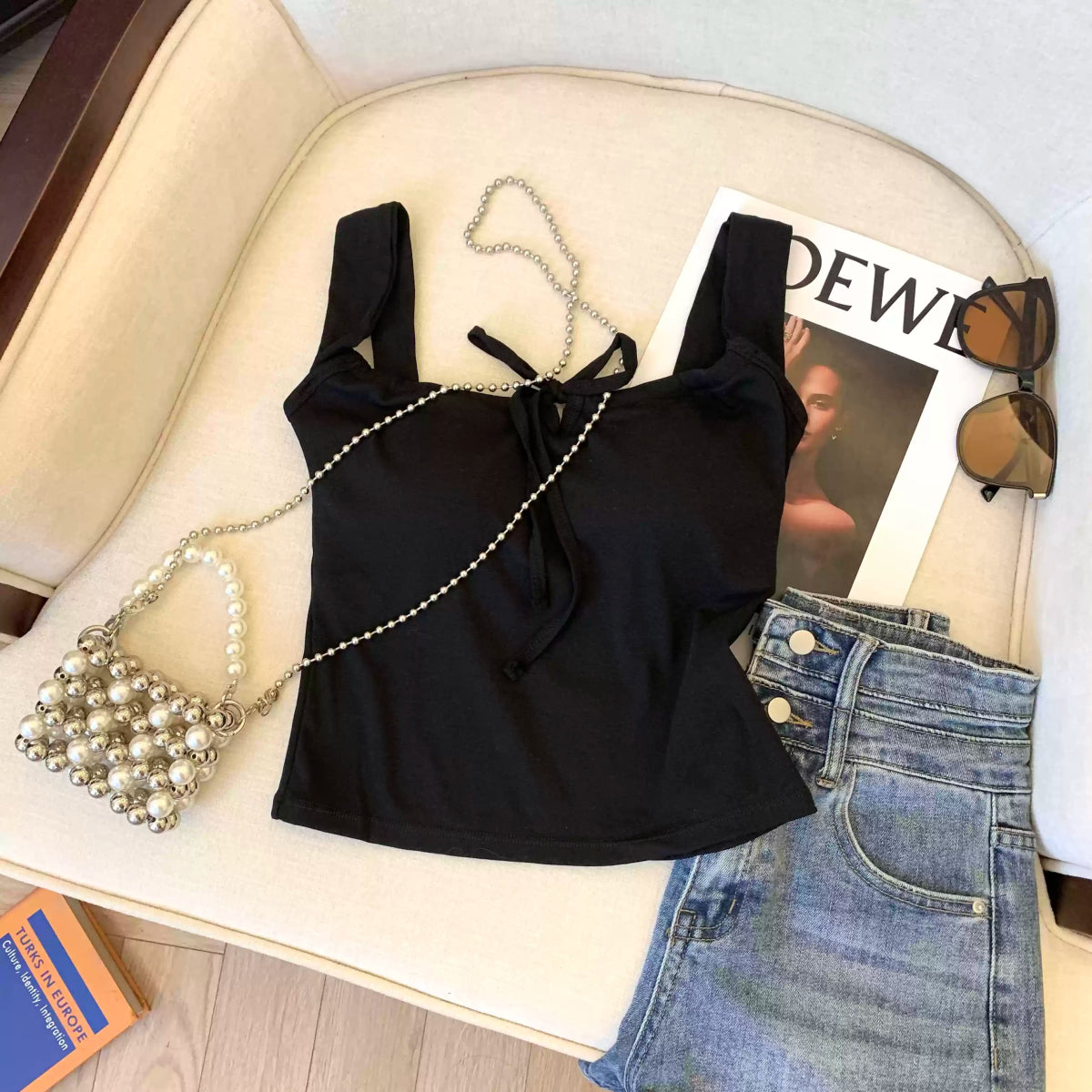 Cute Ribbon - Tie Built - In Bra Tank – Playful & Stylish - Zero Bra